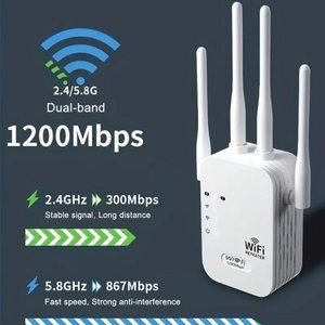 WiFi Range Extender - Signal Booster - Repeater w/ Ethernet Port - Dual Band